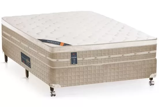 1 - Cama Box Casal Premium com Mola Tecnopedic - Castor