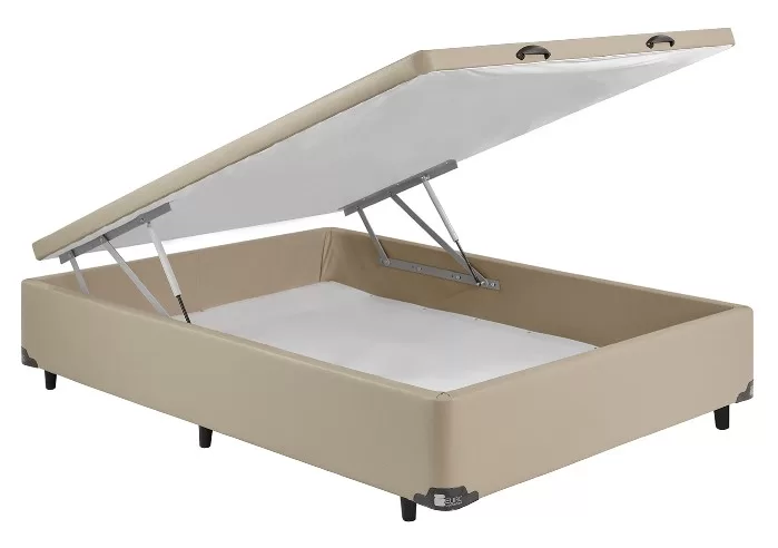5 - Cama Box com Baú Corano Bege - Euro Colhões