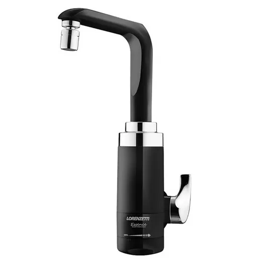 9 - Torneira Elétrica Essence De Parede Preta e Cromada - Lorenzetti