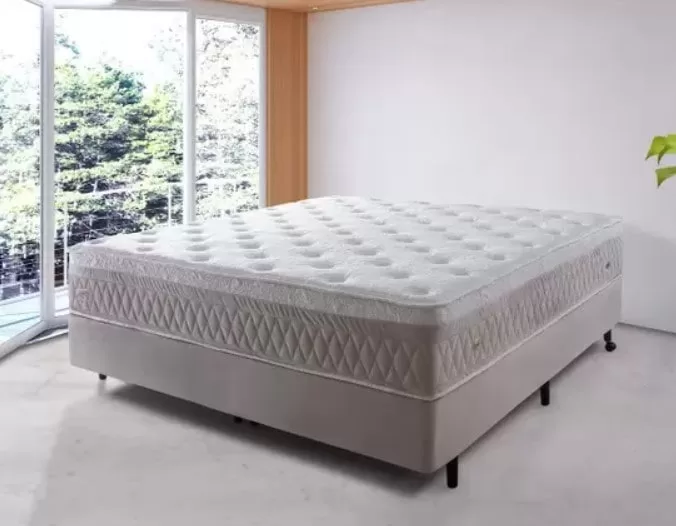 1 - Cama Box Queen Size Double Essense Pillow Mola Ensacada Espuma D28 Bege Branco - Jolithi