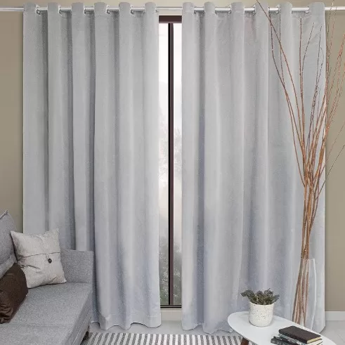 4 - Cortina Grande Quarto Casal Slim Cinza Prata - Renascence