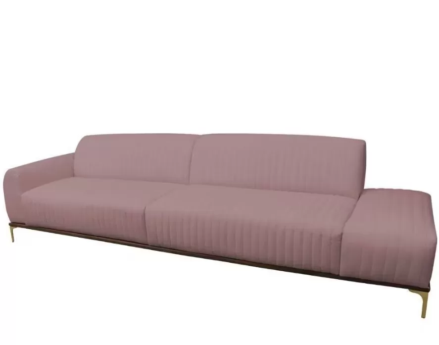4 - Sofá 4 Lugares Molino Terminal Esquerdo Pés Alumínio Suede Camurça Rosa - Casaepoltrona