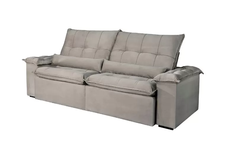 6 - Sofá Retrátil e Reclinável Atenas Com Molas Ensacadas 4 Lugares - Fabri Decor