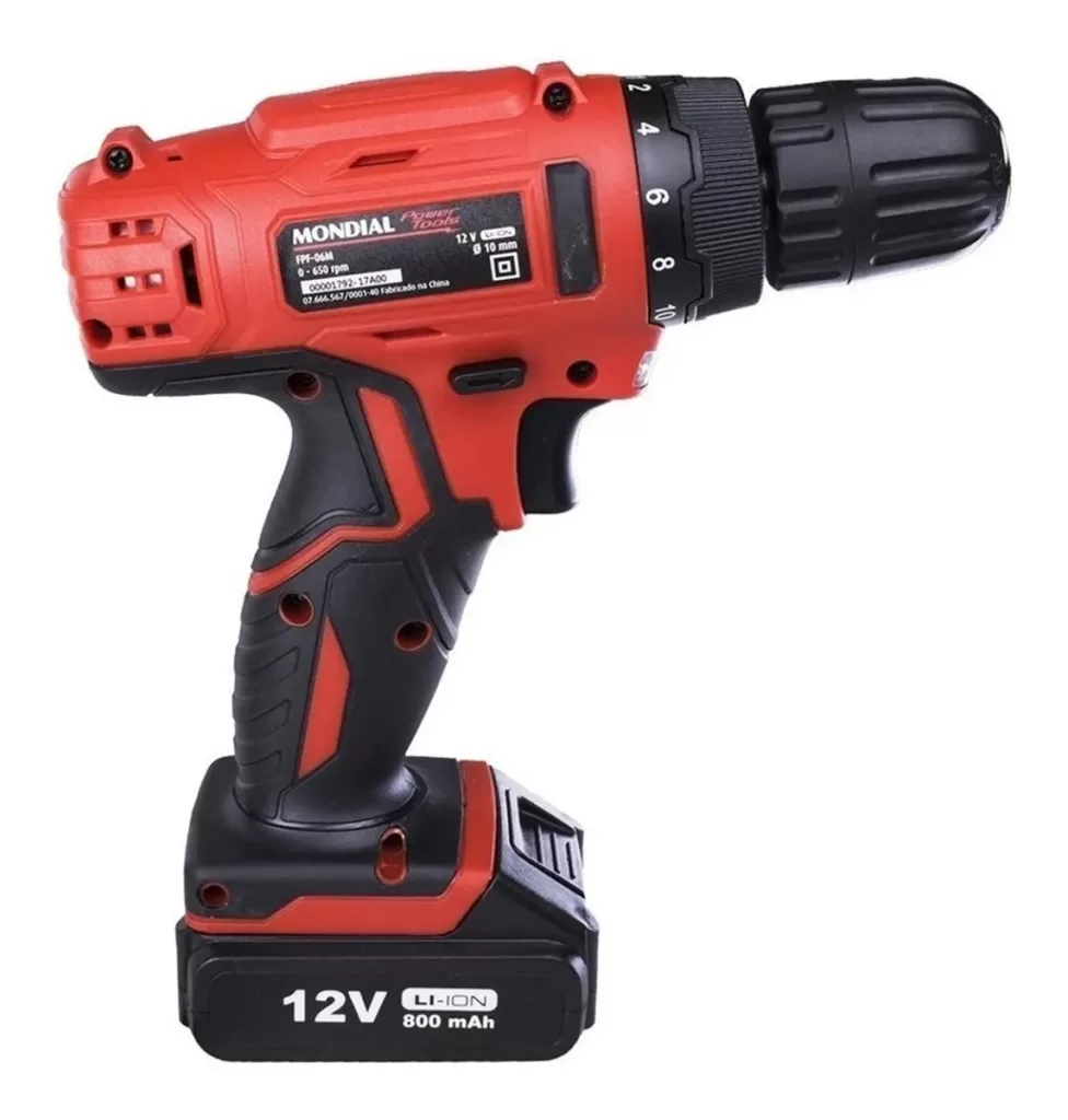 7 - Furadeira/Parafusadeira Sem Fio de 10mm FPF-06M 12V - Mondial