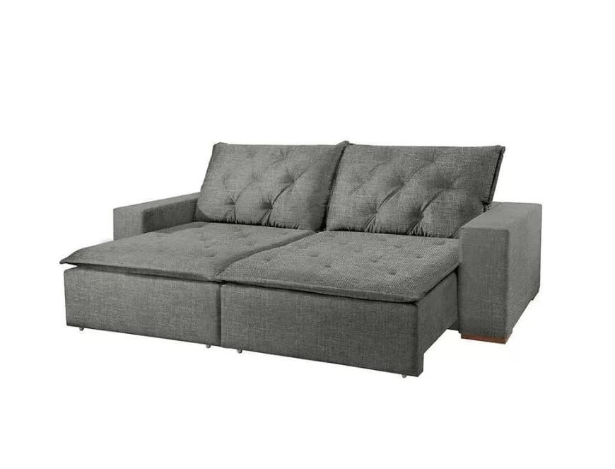 8 - Sofá Retrátil Reclinável Adônis 4 Lugares Luxo Mobile Linho Cinza - Castellar