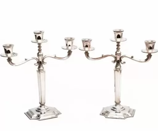 1 - Conjunto de Candelabros em Prata Sheffield - Shefield Plate