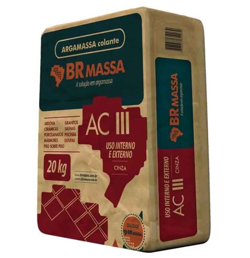 2 - Argamassa Colante Piso Porcelanato ACIII 20Kg Branca – BRMassa