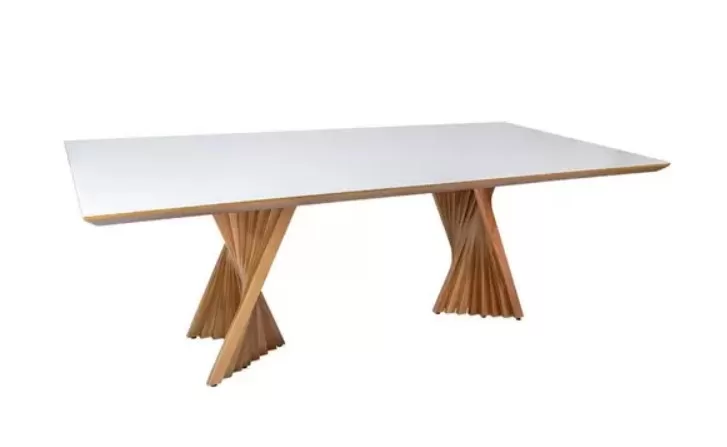 2 - Mesa de Jantar Gaia Castanho e Off White - Casa 7 Moveis