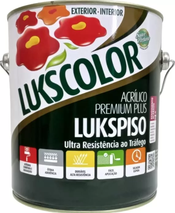 2 - Tinta Acrílica Fosca Piso Lukspiso 3,6L (Cinza) – Lukscolor