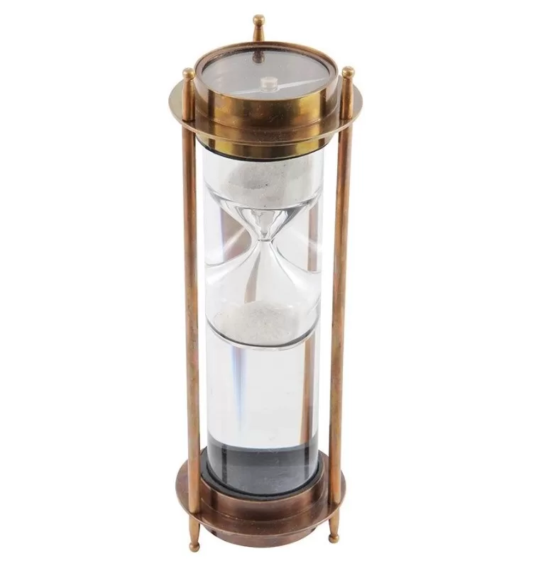 3 - Ampulheta de vidro E metal bronze - Btc