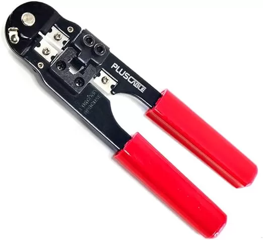 4 - Alicate De Crimpar Rj45 8P8C Lt-C10 Preto E Vermelho - PlusCable