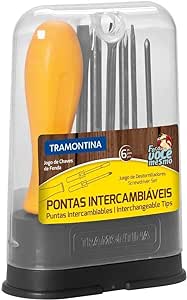 5 - Jogo de Chaves de Fenda com Pontas Intercambiáveis - 41110506 - Conjunto de 6 Peças - Tramontina