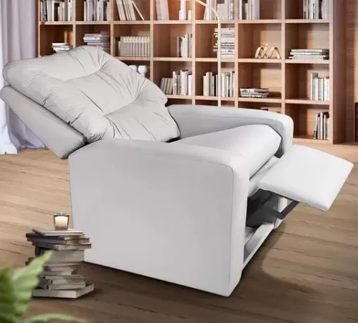5 - Poltrona Para Leitura material sintético Branco Fiji Shop JM - Império