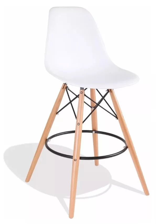 6 - Banqueta Charles Eames Eiffel Base Madeira Cor Branca - Shopshop