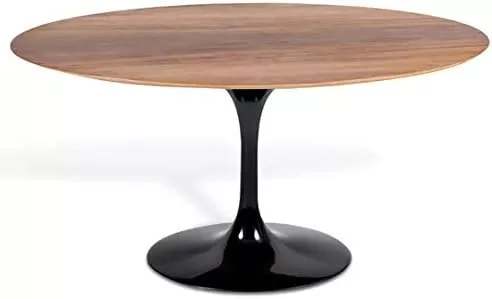 6 - Mesa Saarinen Tulipa Jantar Madeira Imbuia Oval Preta - Allstate