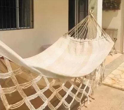 7 - Rede Descanso Dormir Casal Branco Suporta 200kg Super Confortável - Kazatextil