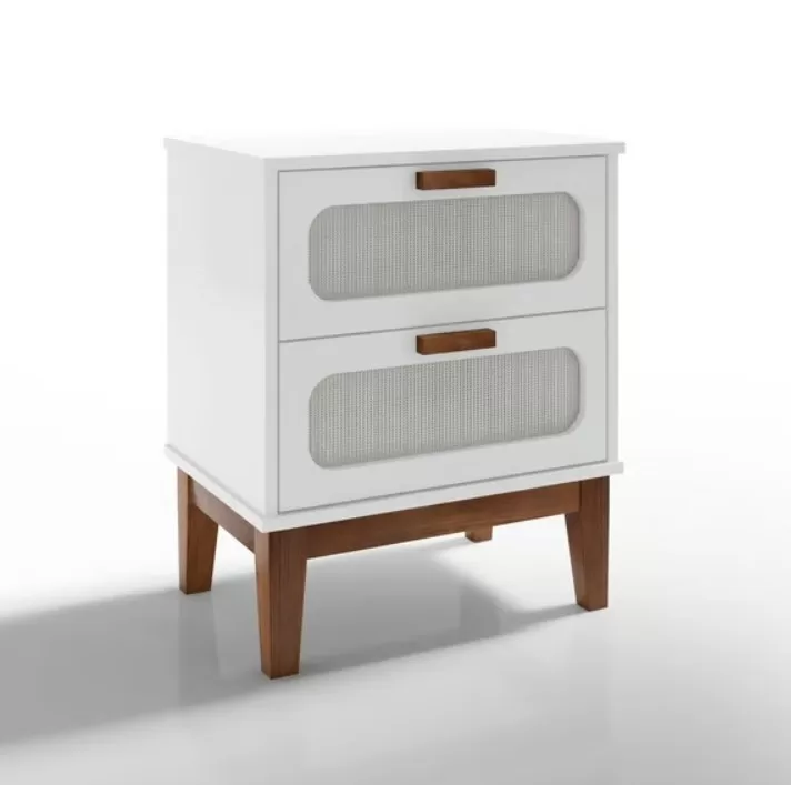 8 - Mesa De Cabeceira Retro 2 Gavetas Tendencia Na Europa - Santorini 45