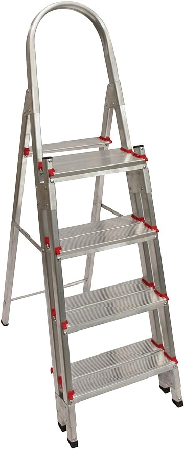 1 - Escada de alumínio com 4 degraus duplos - Ideal para pequenos reparos e fácil de transportar - Art Factory