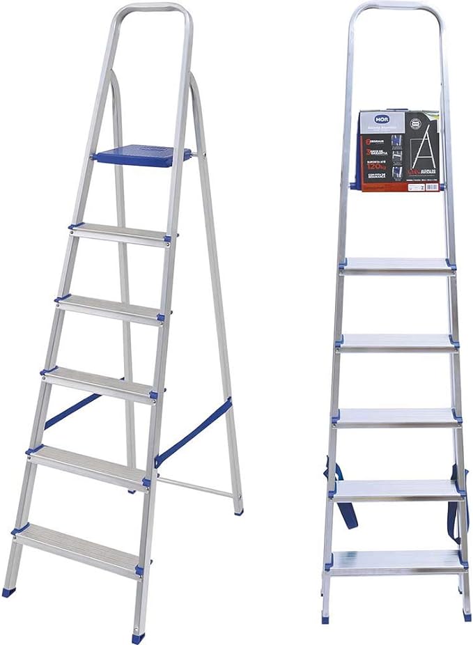 10 - Escada Alumínio 6 Degraus - Resistente e leve, ideal para uso doméstico - Mor