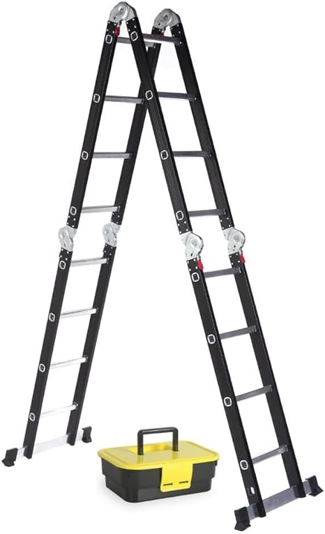3 - Escada Articulada De Aluminio 16 Degraus Multiuso 4x4 - GardenLife