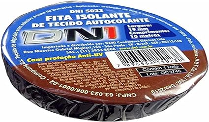 3 - Fita Isolante Tecido Autocolante, Preto, 10m DNI5023 - DNI