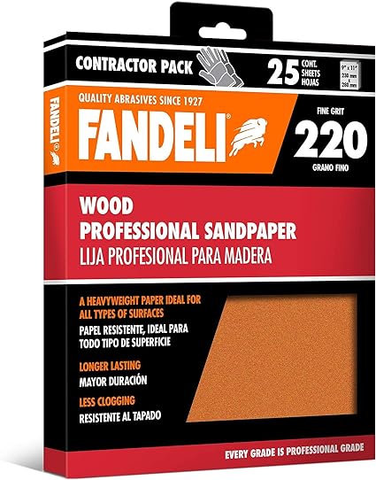 3 - Lixa para madeira Gramatura 220 25 folhas 23 x 28 cm Ideal para lixadeiras orbitais - Fandeli