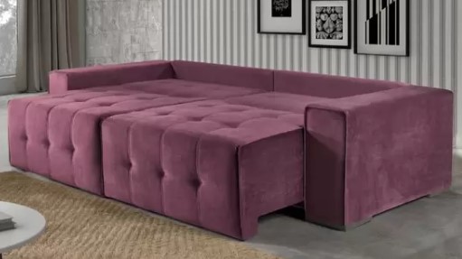 3 - Sofá Retrátil e Reclinável com Molas 3 Lugares 2,10 Noruega Roxo - Ferrari