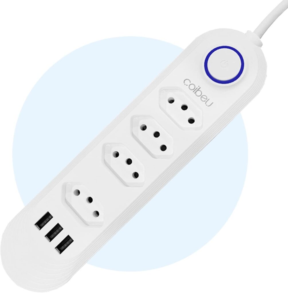 4 - Filtros de Linha Portátil, Extensão, 4 Tomadas, 3 Interfaces USB – Coibeu