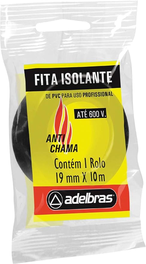 4 - Fita Isolante Anti Chama, 19mmX10mts - Proteção contra chamas - Adelbras