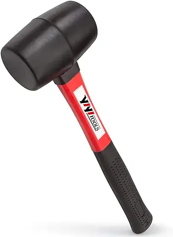 4 - Martelo de Borracha YY-2-005 com Cabo de Fibra de Vidro, 40 ml, Preto - Yiyitools