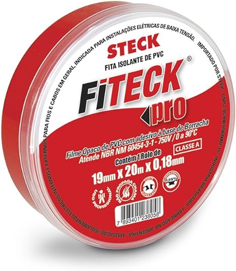 5 - Fita Isolante Fiteck Pro 19mm 20mx0.18mm 0-90c 750v - Steck