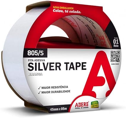5 - Fita Silver Tape Branca 45mm X 5m - Adere