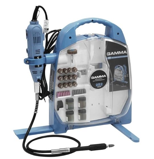 6 - Micro Retífica com Kit de Acessórios 252 Peças 127V, G19502BR1, Azul - Gamma Ferramentas