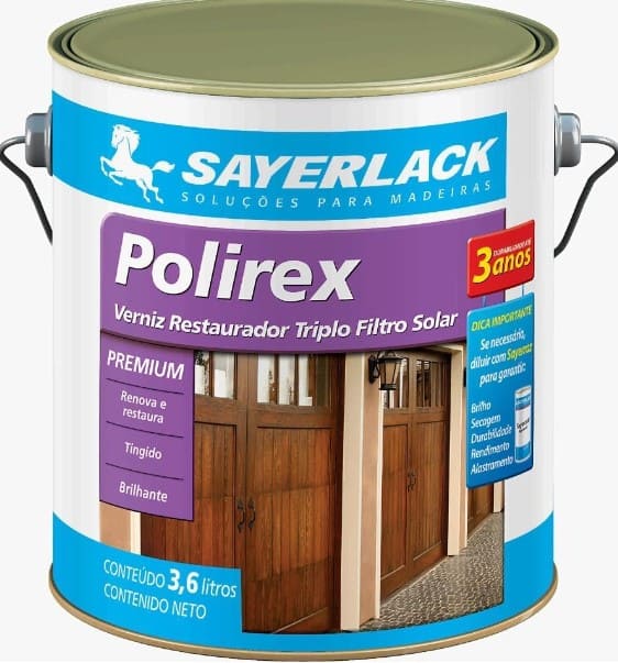 8 - Verniz Restaurador Premium Brilhante Polirex Mogno 225ml – Sayerlack