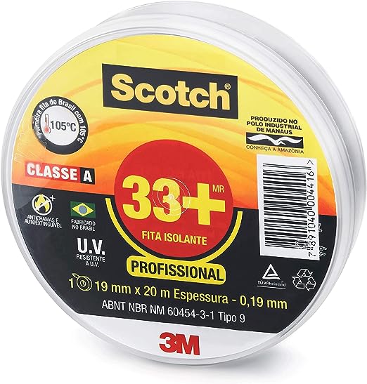 8 - Fita Isolante 33+ de 19mm x 20m - Scotch