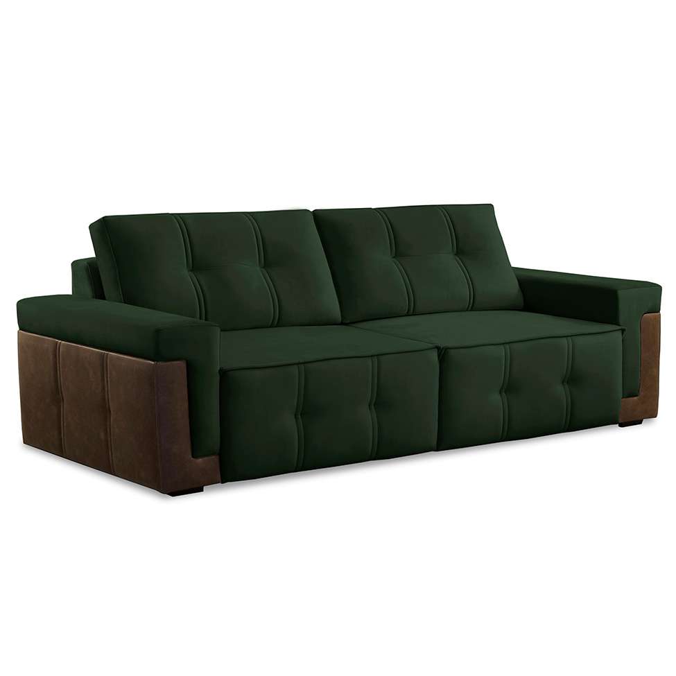 9 - Sofá 3 Lugares Trento Veludo Verde 185 cm – Ferguile