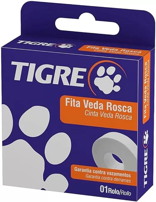 6 - Fita Veda Rosca 18mm com 25 Metros Branca - Tigre
