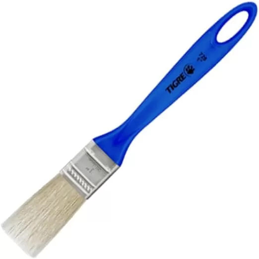 8 - Trincha Média Sintética Branca, Tigre 60728004, Azul, 1" - Tigre