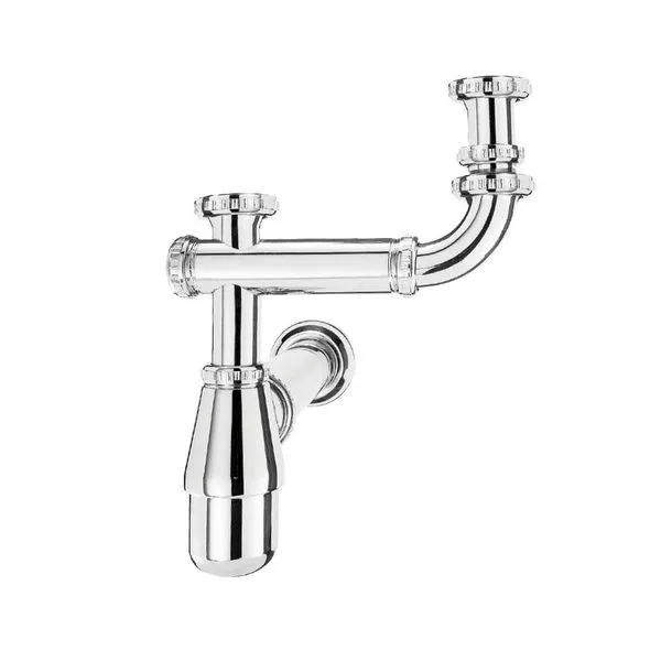 1 - Sifão para pias de cozinha duplo 1.1/2"'' x 2'' com desnível cromado - Esteves