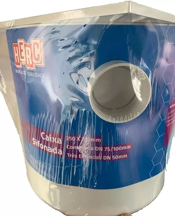3 - Caixa de Gordura com Cesto 250 x 250 x 75mm 2309 Quadrada - Herc